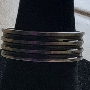 New Steel Black & Silver Ring Band.